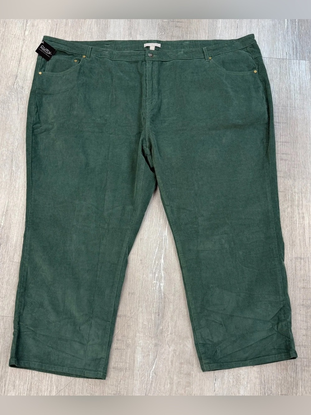 Woman Within Green Corduroy Straight Leg Pants - Size 38 Petite